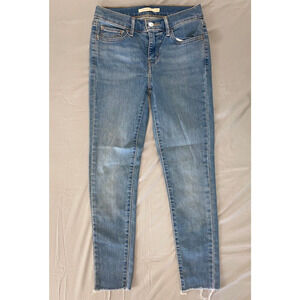 Levi's 710 Super Skinny Fray Stretch Denim Jeans. Medium Wash, Women's 27. GUC!